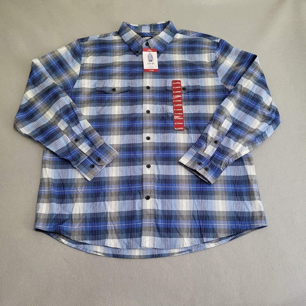 NWT Lands' End Long Sleeve Button Down Plaid Shirt Men's Size XL